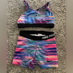 Nike women’s compression shorts and sports bra